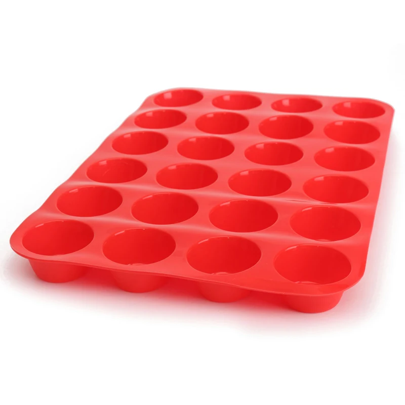 24 Cavity Silicone Cupcake Mould Durable Round Muffin Cup Mold Soap Cookie Egg Cupcake Pan Tray Mat Kitchen Dessert Baking Mould