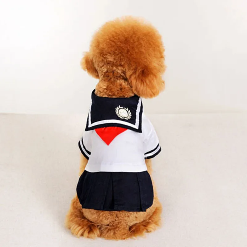 SYDZSW Pet Puppy School Uniform Dog Costume Cute Dog Dress for Chihuahua Terrier Small Dog Pet Cat Clothes in Spring and Summer5