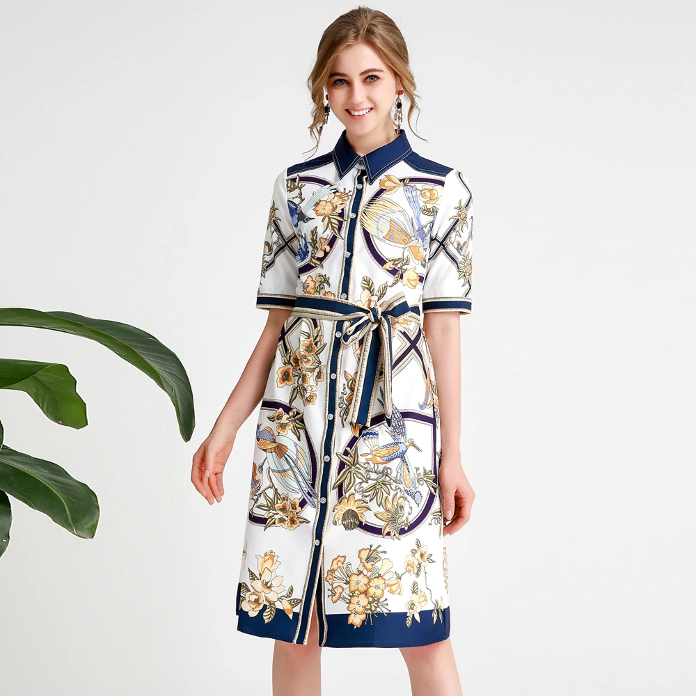 

Red RoosaRosee New High Quality Designer Runway Women Abstract Print Short Sleeve Dress Casual Party Holiday Vestidos Robe Femme