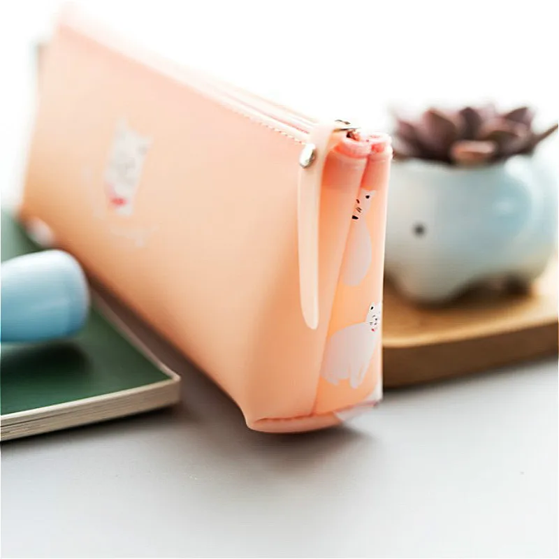 Милые силиконовые карандаши для кошек Kawaii Girl PencilsBags прочные школьные