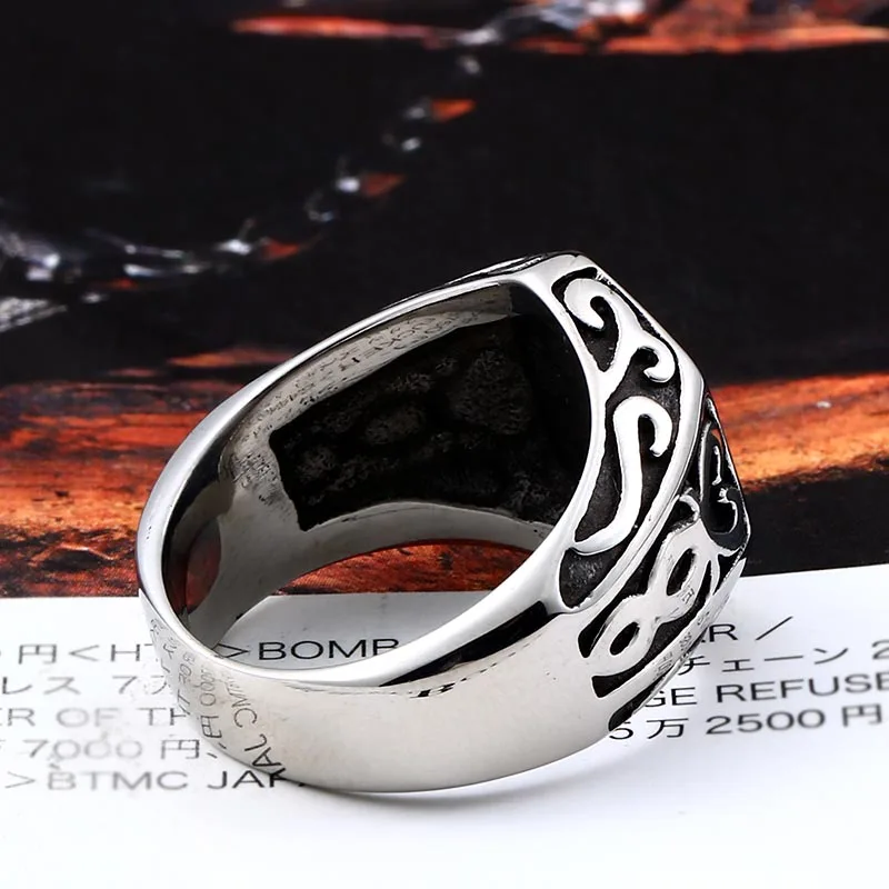 Beier 316L Stainless Steel Viking Men Ring Knot Rune Norse Jewelry Gothic Pattern Ring LLBR8-215R US Size