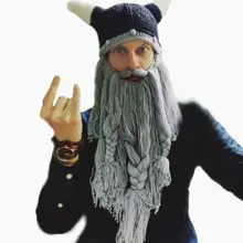 Для Мужчин's Для женщин детская шапка на Хэллоуин варвар Vagabond Викинг Борода шапочка Рог Шапки ручной работы теплые подарки на день рождения Забавный Gag