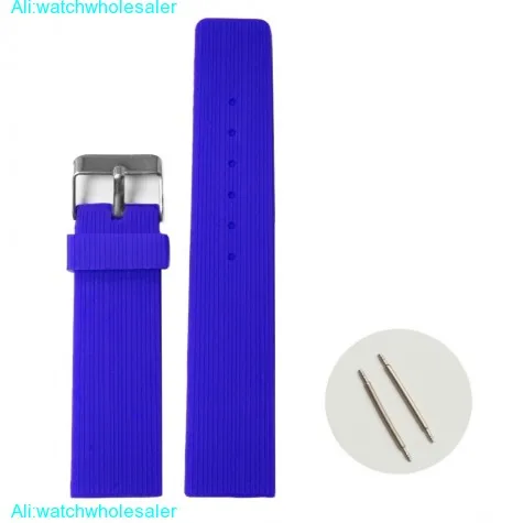 22mm Top Blue Color Silicone Jelly Rubber Unisex Watch Band Straps WB1071E22JB