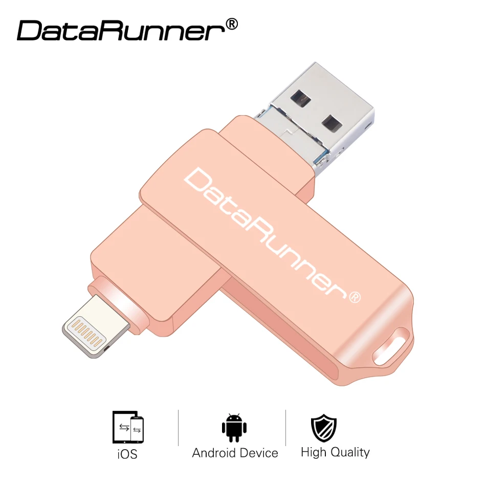 Новый usb накопитель DataRunner портативный флэш для iPhone XS MAX/X/8 Plus 3 в 1 Micro внешний