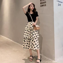 Женская юбка в горошек; повседневная юбка в стиле пэчворк; женская летняя длинная юбка; Vestidos; Женская юбка с волнистым узором; вечерние юбки