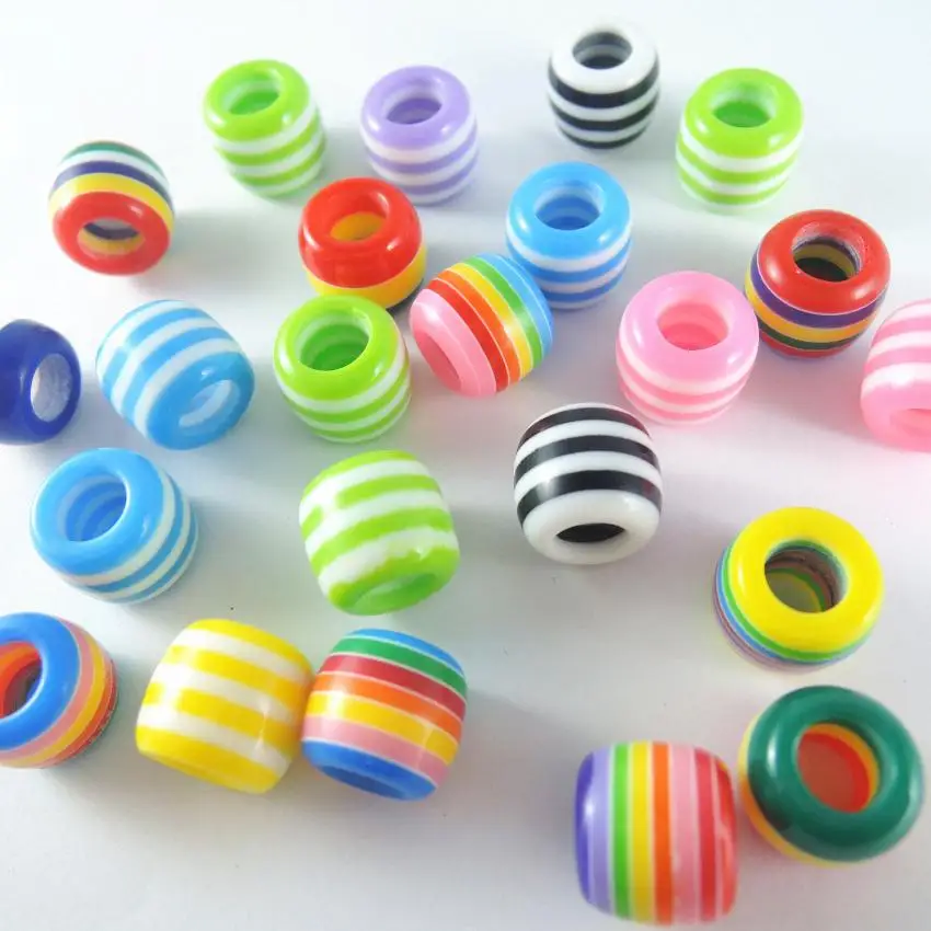 

10*12 мм Размер отверстия 5 мм бусины с большим отверстием круглые в полоску бусины из смолы перфорированные для изготовления браслетов