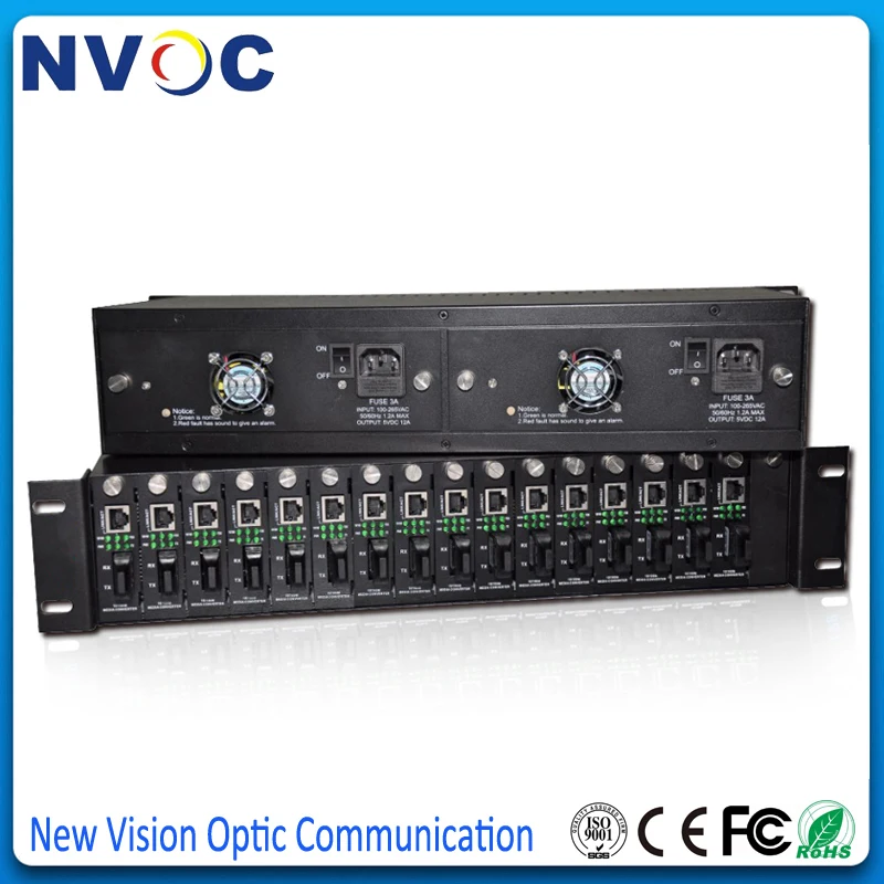 

2U 14/16 Slots 19 inch Rack Mount Chassis,Double Power Supply Fiber Optical Media Converter Chassis/ Rack Mount,DC-48V