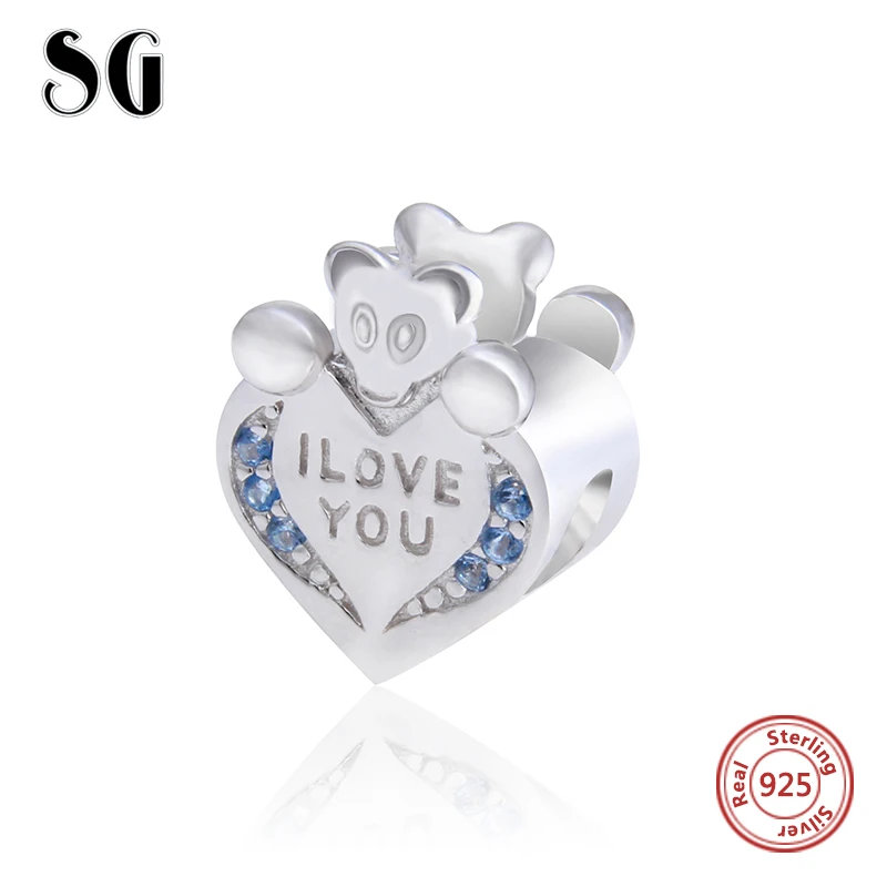 

Fit Authentic Pandora Bracelets charm Pendant Silver 925 Original Charms Animal Mickey Mouse Blue Clear Stone Beads Jewelry Gift
