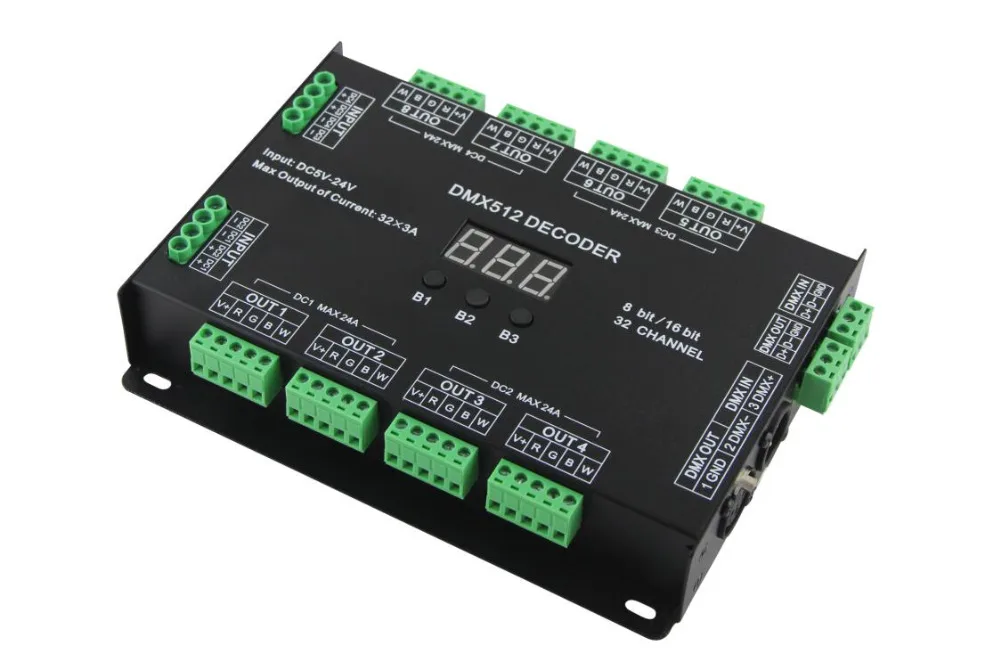 32 канала 96A RGBW DMX 512 светодио дный декодирующее устройство DMX диммер DC5-24V RGBW RGB светодио дный свет 8 бит/16 бит