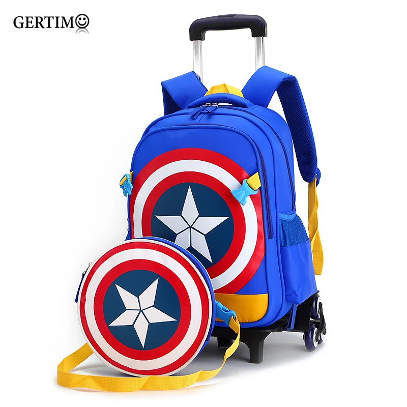 Children trolley/2- 6 wheels elementary  school/student/books bag backpack/rucksack boy girls grade/class 1-4 with Shoulder bags