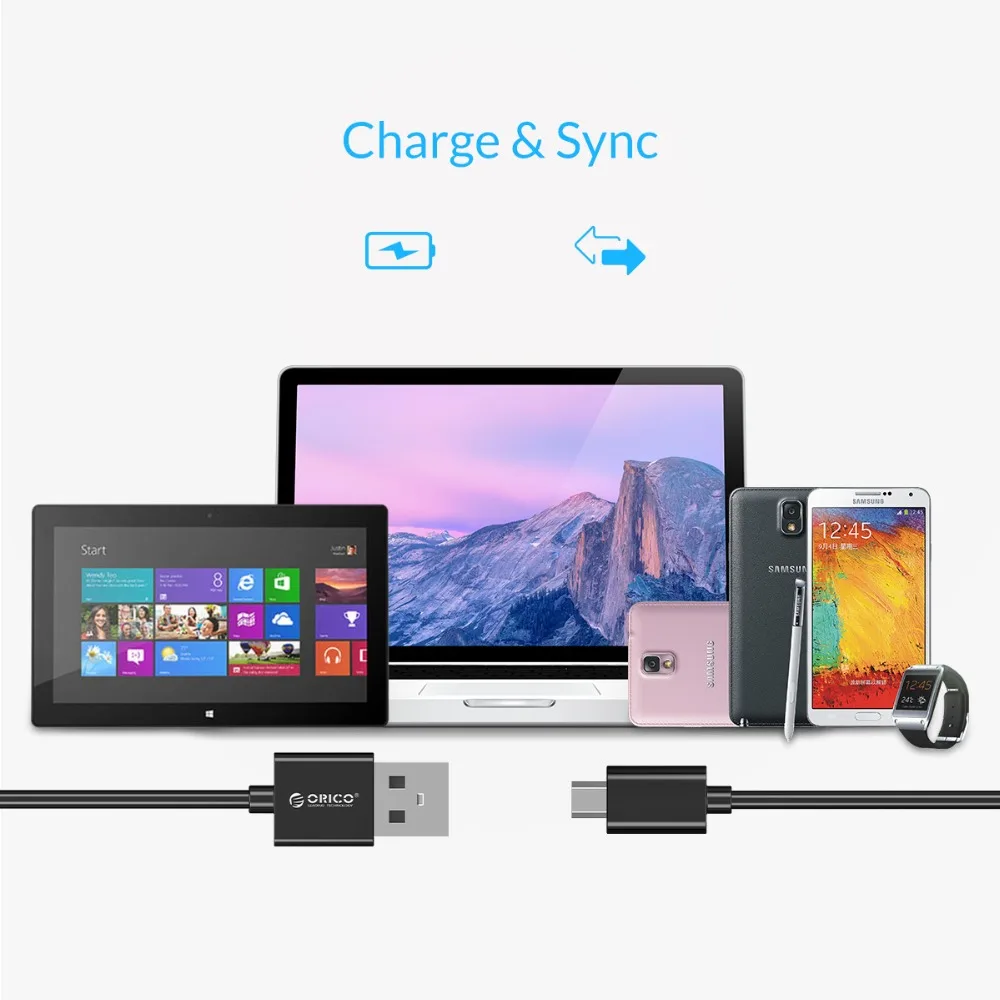 ORICO Micro USB Cable USB 2.0 Fast Data Sync Charger Cable for Samsung Galaxy Xiaomi HuaWei HTC LG Smartphones and More ORICO Micro USB Cable USB 2.0 Fast Data Sync Charger Cable for Samsung Galaxy Xiaomi HuaWei HTC LG Smartphones and More