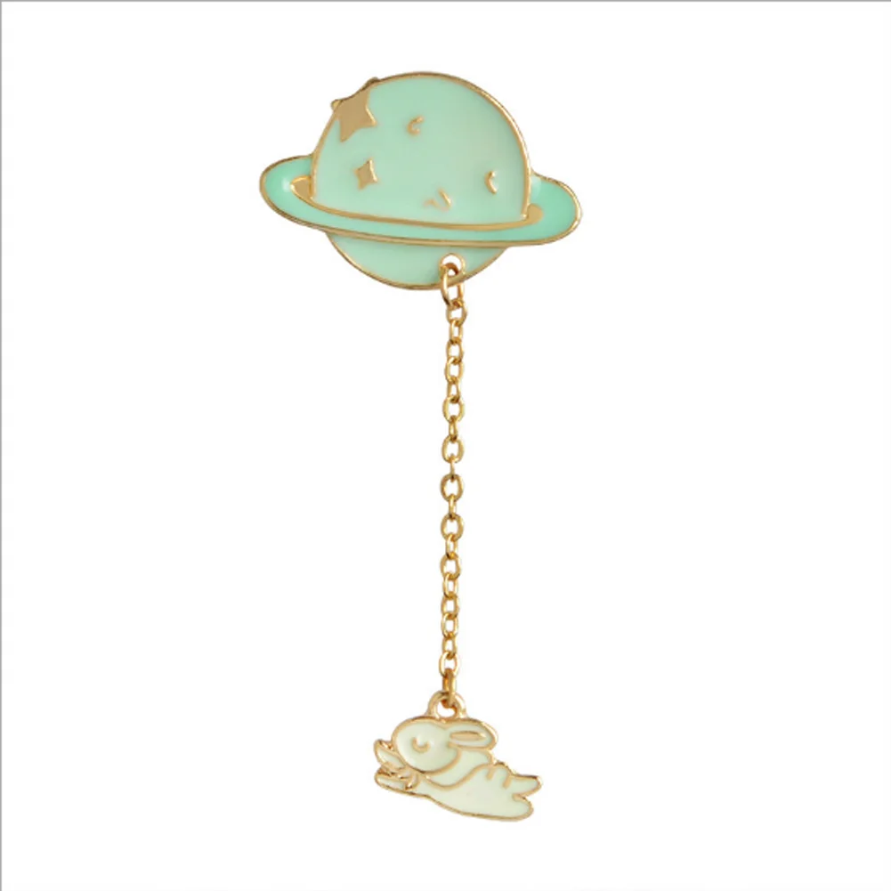 

Hot - Selling Fashion Personality Creative Planet Series White Rabbit / Pilot Cartoon Brooch For Men / Women Jewelry bijoux