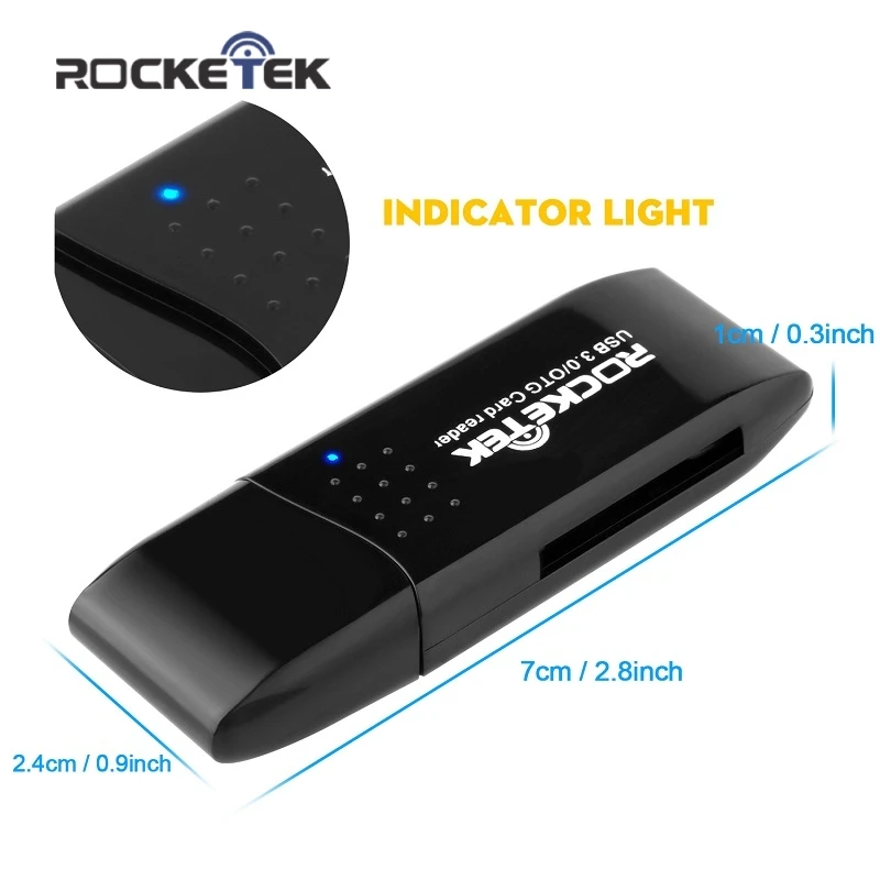 Rocketek usb 3.0 multi 2 in 1 memory otg phone card reader 5Gbps adapter for SD/TF micro SD for pc computer laptop accessories