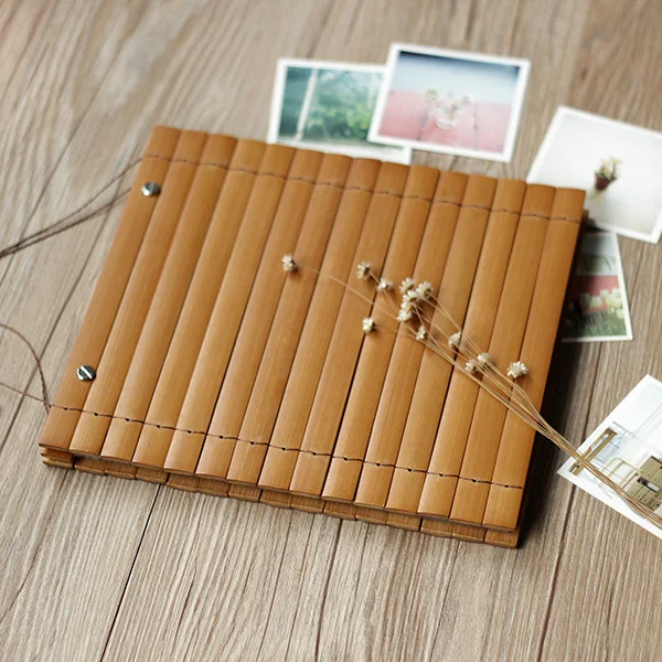 

New Bamboo Cover album creative diy handmade PASTED scrapbooking album PP bag spiral binding wedding photo album 40-80 sheets