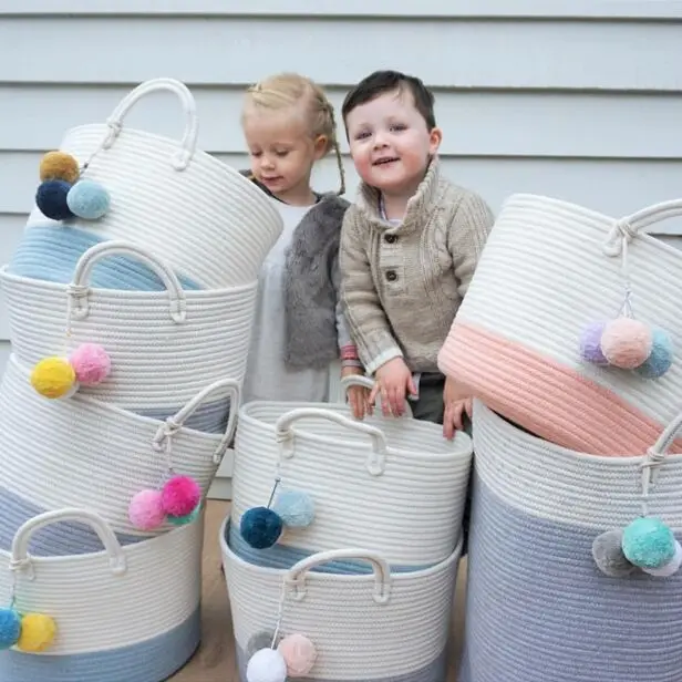 

Big Size Cotton Thread Woven Clothes Storage Basket Convenient and Practicalcan for Organizer Clothes Toys Art Materials