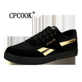 

Cpcook Shoes Men 2018 Mens Casual Shoes Winter Warm Black Lace Up Fashion Brand Design Flats Male Shoes Adult Sneakers Red Gold