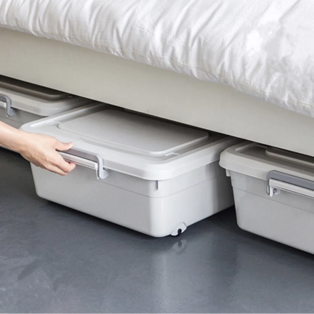 Плоский нижний ящик для хранения с колесами большой утолщенной одежды отделка кровати нижний шкив одеяло плоский пластиковый герметичный
