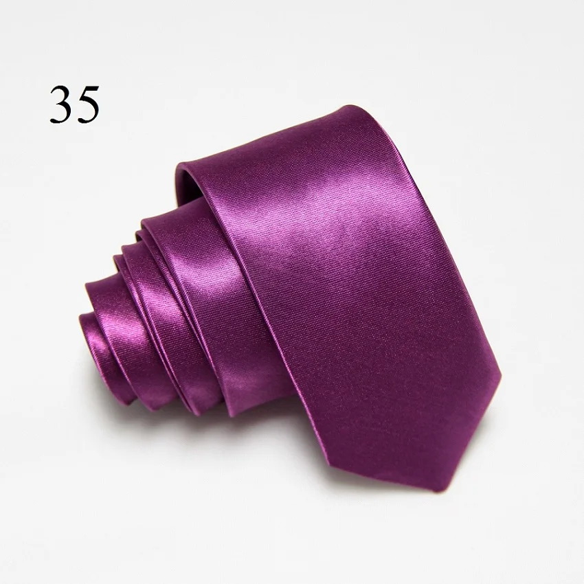 HOOYI, тонкие узкие галстуки, галстук, мужской галстук, сплошной цвет, полиэстер, 36 цветов - Цвет: Фуксия