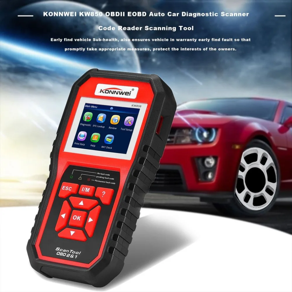KONNWEI Professional OBDII Auto Car Diagnostic Scanner Code Reader Car Vehicle Scanning Tool Support 8 Languages Hot Selling 2 8 lcd car vehicle diagnostic tool scanner red