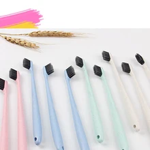 10 шт./лот зубная щетка для взрослых Экологичная пшеничная соломенная зубная щетка для чистки зубов мягкий тонкий наконечник Binchotan щетка с древесным углем щетка