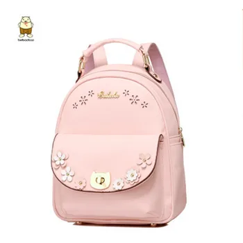 

Hollow pink cute backpack lady fashion leather school bag teenage girl elegant student pack mochila female rivet shoulder bag