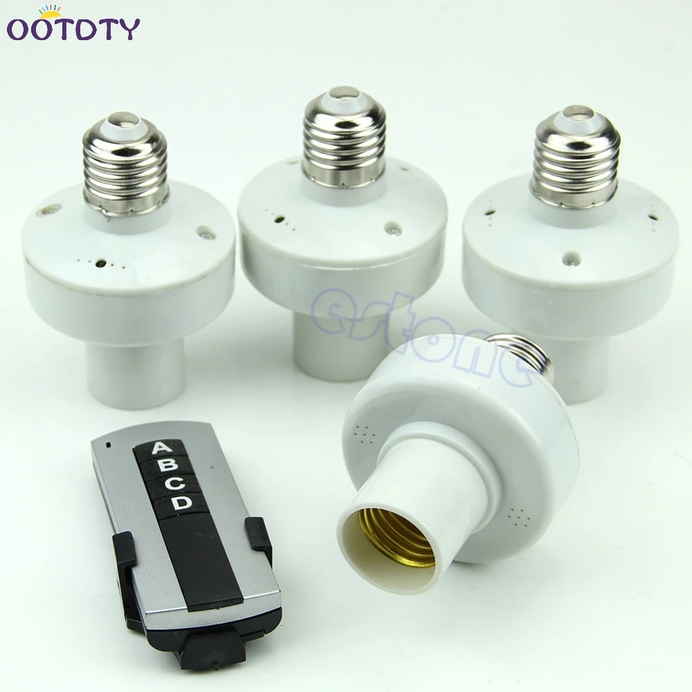 

Wireless Remote Control Light E27 Lamp Bulb Holder Cap 4Pcs Socket Switch