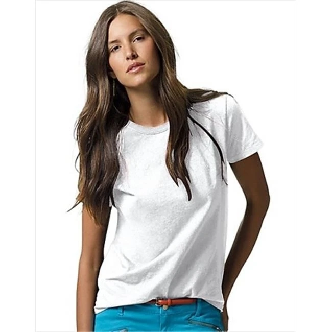 Hanes 5680 Women Relaxed Fit Jersey Comfortsoft Crewneck T-Shirt Size Medium White