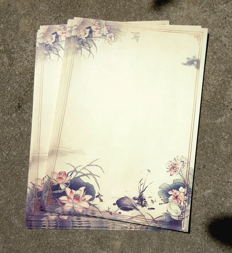 Jogos Lote Conjunto = 8 Pçs Inpaper Original Cor Carta Papel Chinês Estilo Vintage Flor Lótus Tinta Pintura Retro Antigo 5 – 1