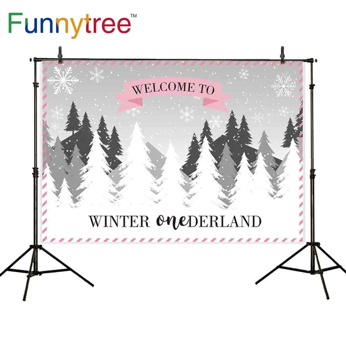 

Funnytree fond background Welcome to winter woodland forest Snowflake birthday backdrops Party Decoration studio photo camera