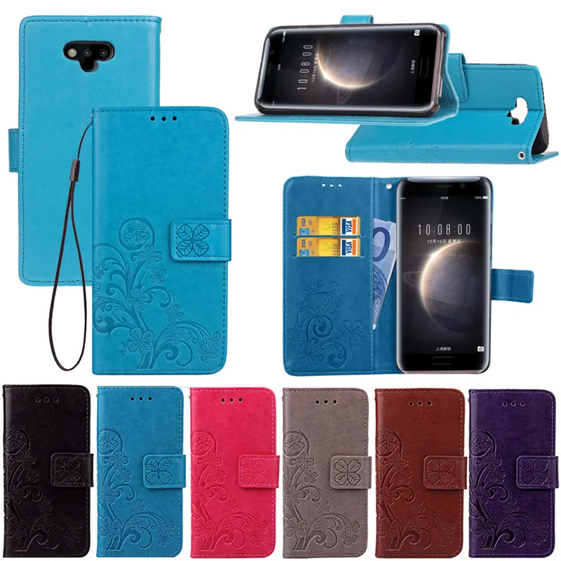 Four Leaf Clover Case Для Huawei Honor Магия Флип PU Бумажник Leather С Подставкой и Держатель Карты