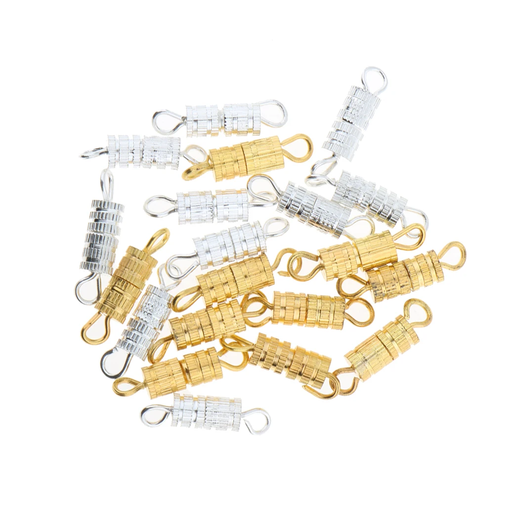 20pcs Silver Gold Column Barrel Clasps Swivel Screw Necklace Clasps Findings