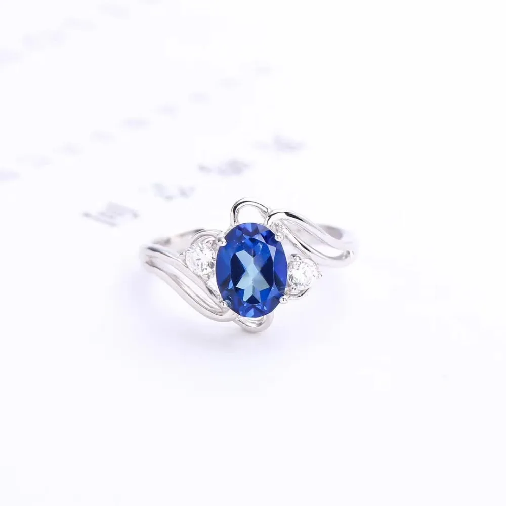 

925 sterling silver oval natural blue topaz fashionable adjustable ring for women gift party anniversary