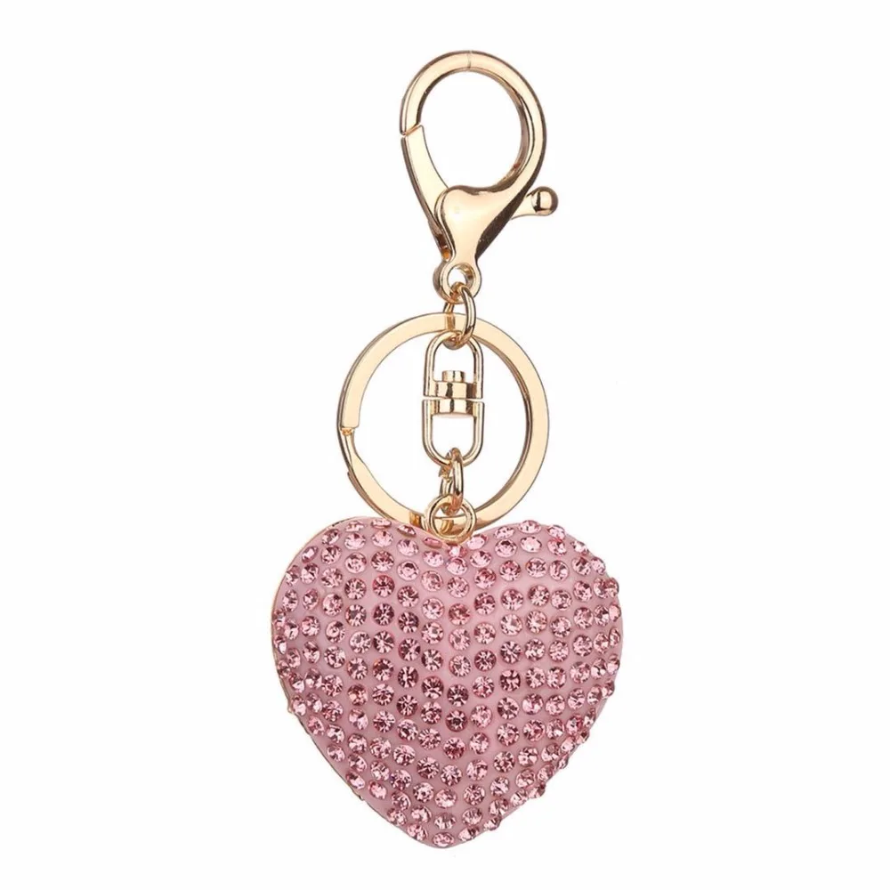 New romantic crystal heart key chain Couples car key ring rhinestone