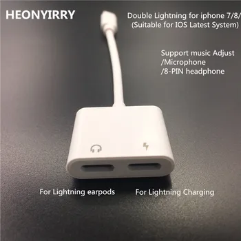 

2 in 1 Double Jack Audio Adapter for iPhone 7/8/X for iOS11 Charging Music or Call For Charging Adapter earphone