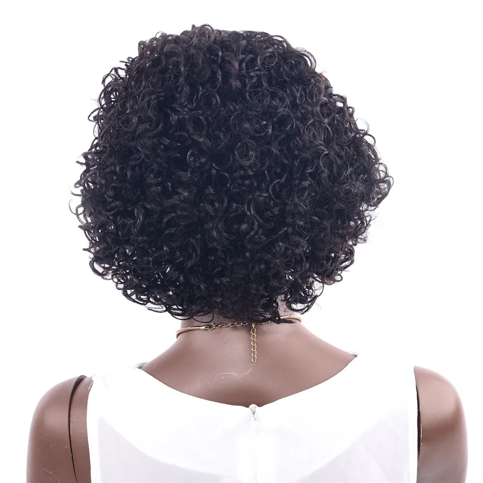 Шоколадные афро кудрявые человеческие волосы парик для черных женщин Remy человеческие волосы бразильский кудрявый парик Омбре цвета 2 шт/Лот