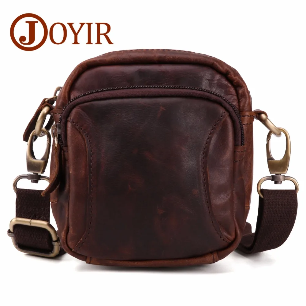 

JOYIR Genuine Leather Messenger Bags for Men Travel Male Mini Crossbody Bag Phone Pouch Small Shoulder Bags Belt Waist Pack 002