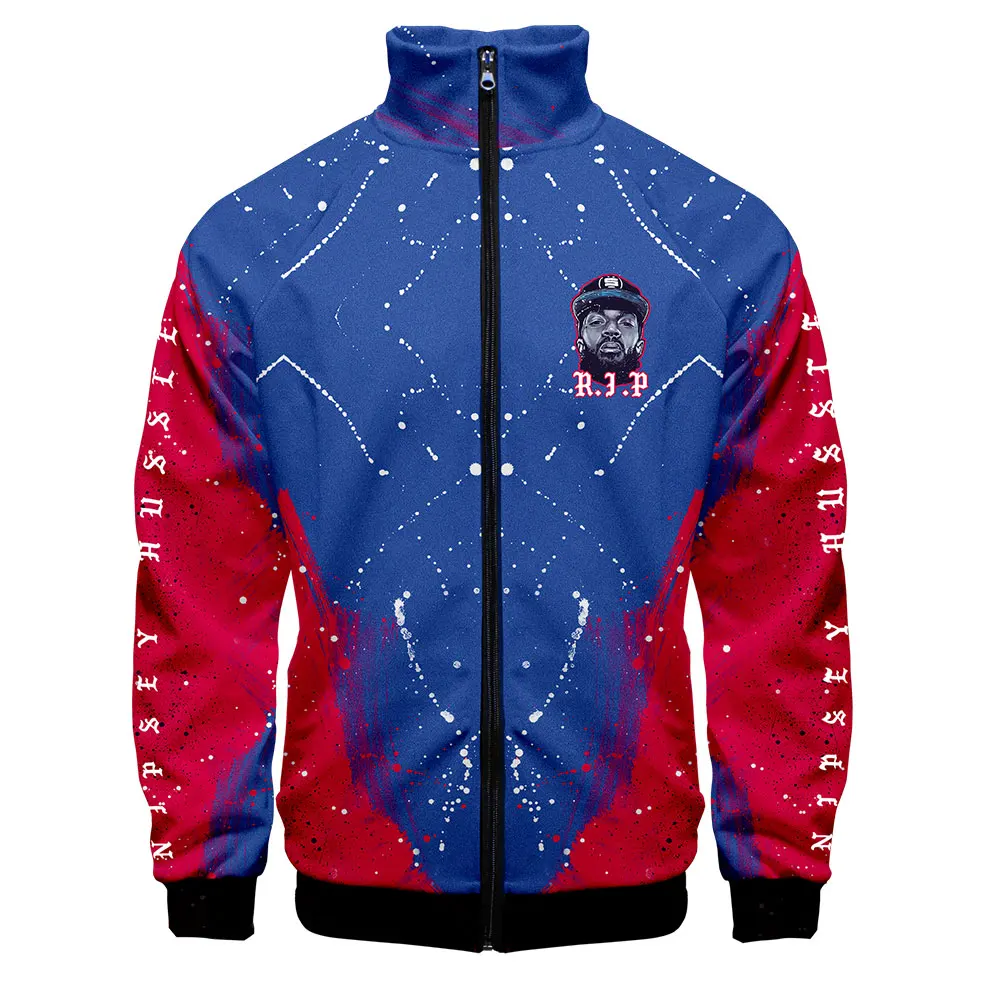 LUCKYFRIDAY NIPSEY HUSSLE mens Summer Jacket Men Zipper streetwear Stand Collar Fashion 3D Print clothes hip hop Jackets Casual
