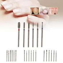 6 шт./компл. Нержавеющая сталь и сверлами для ногтей Полировка прибор для маникюра, педикюра аксессуар для обработки ногтей стекло пластик