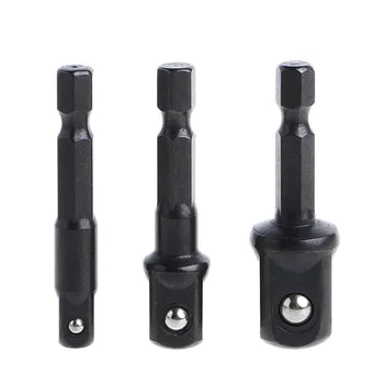 

3 Pcs Socket Adapter Set Hex Shank to 1/4 3/8 1/2 Inch Impact Driver Drill Bits Hand Tools New 2017