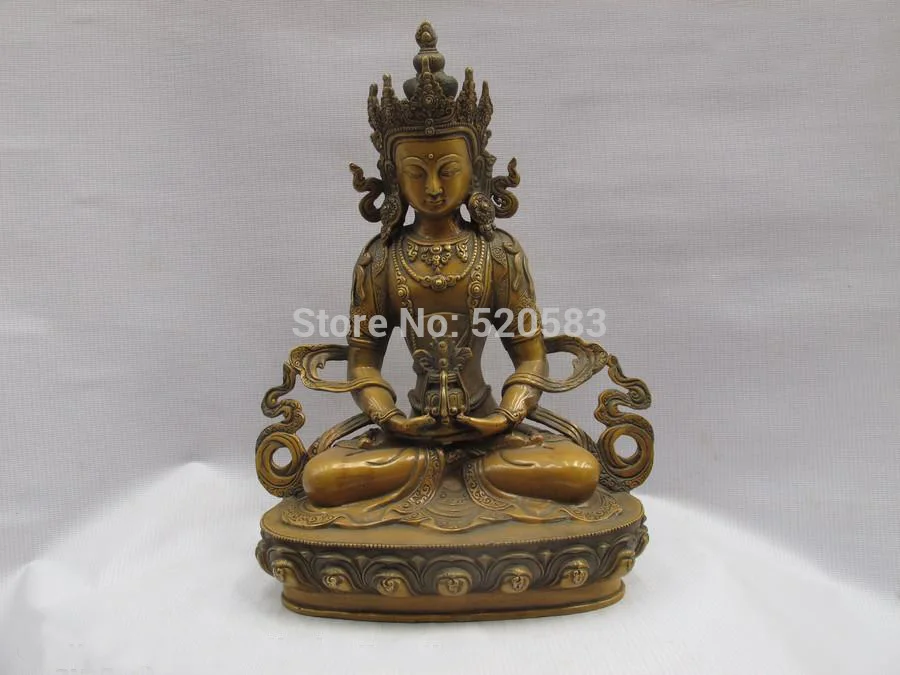 

Tibet Buddhism Religion Copper Bronze Amitayus Kwan-Yin Bodhisattva Statue