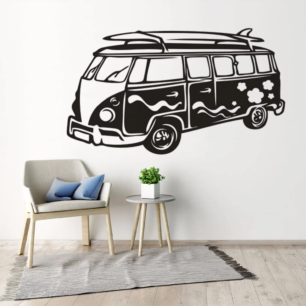 V CAMPER W VAN ORANGE STICKER DECAL SURFING SURFER KITESURFING KAYAKING CANOEING