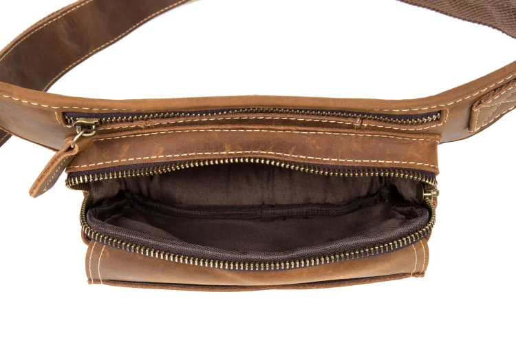 New Belt Bag Men Waist Bag Phone Purse Zipper Black Pack Genuine Leather male Waist Packs Crossbody Chest Bags sac banane