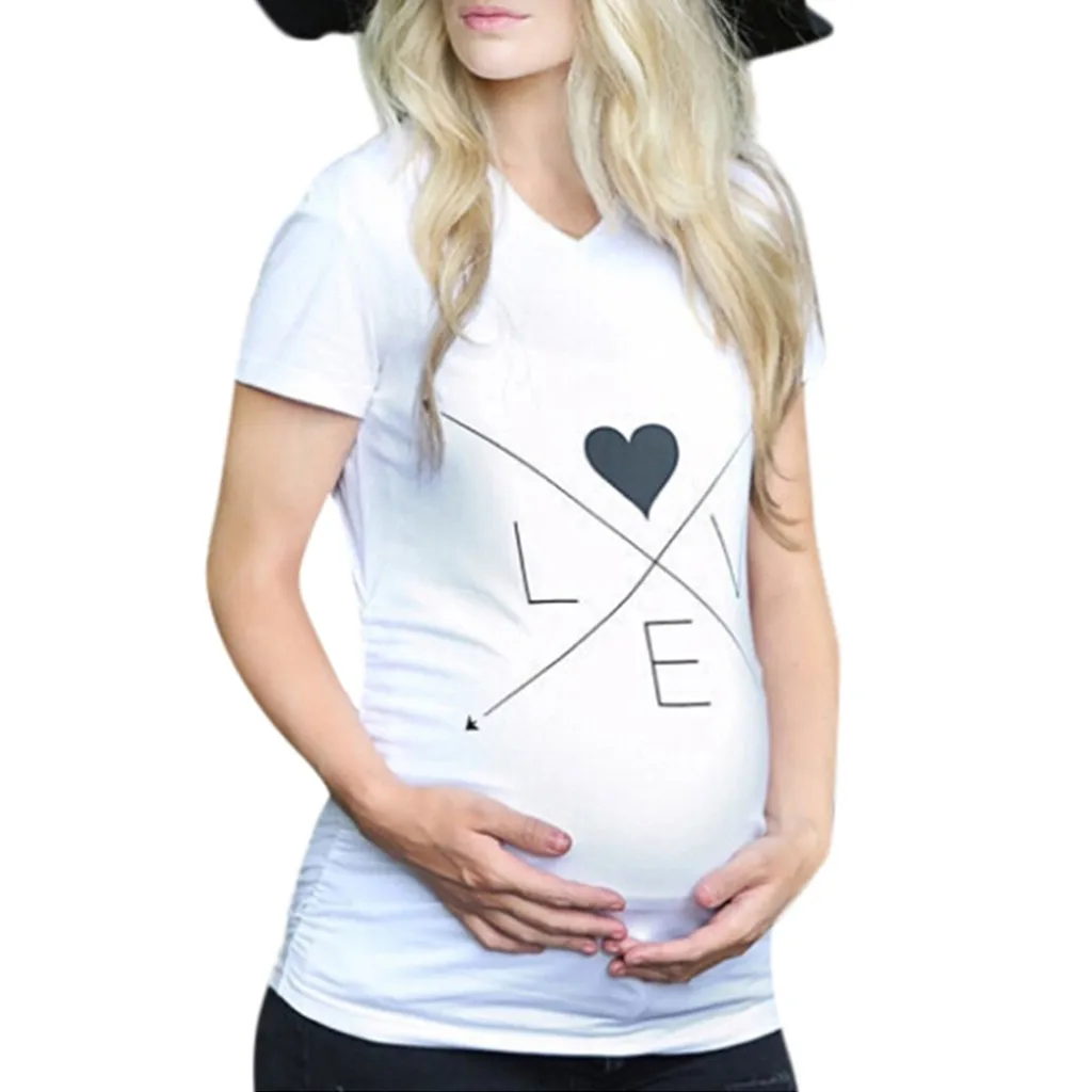 

SZYADEOU Women Top Maternity Short Sleeve Letter Arrow Print T-shirt Pregnancy Clothes Gravida Clothes robe femme enceinte SD