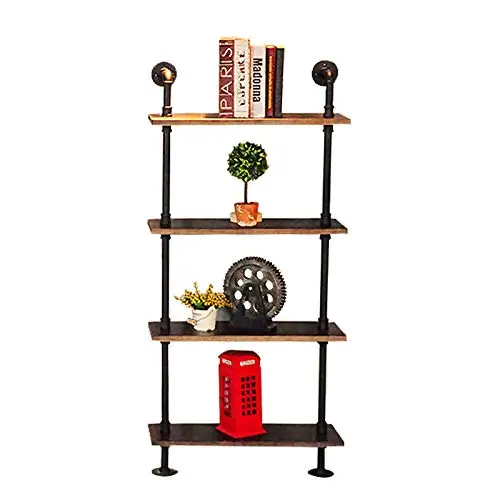 4-Tier Bookcase Bookshelf Leaning Wall Shelf Ladder Storage Display Furniture 