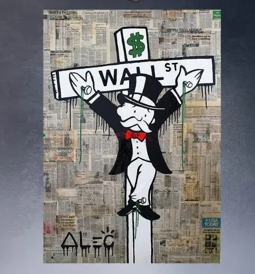 ALEC MONOPOLY Большой Уолл стрит парусина принт поп арта жикле плакат печать на холсте