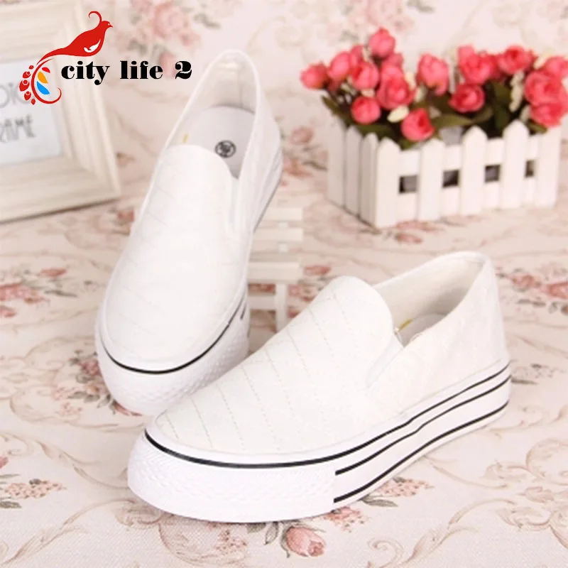 2016 Fresh Solid Color Canvas Shoes Hot Sale Lazy Paltform Thicken Bottom font b Women b