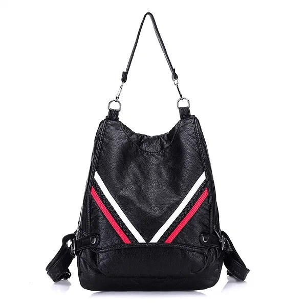 Женский кожаный рюкзак, большой, многофункциональный, плечи, дорожная сумка, модный, мягкий, сзади, рюкзаки, школьные сумки для девочек-подростков - Цвет: black1