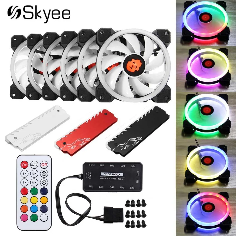 

Multiple 1/3/6pcs RGB Adjust LED 120mm Computer Cooler PC Cooling Fan for CPU+IR Remote Control+RGB RAM Cooling Shell Heat Sink