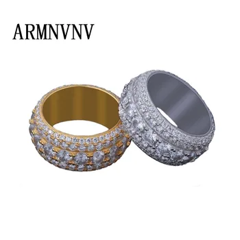 

ARMNVNV High Quality Material engagement wedding ring for men boy sparking iced out 2019 hip hop cz eternity band rock rings