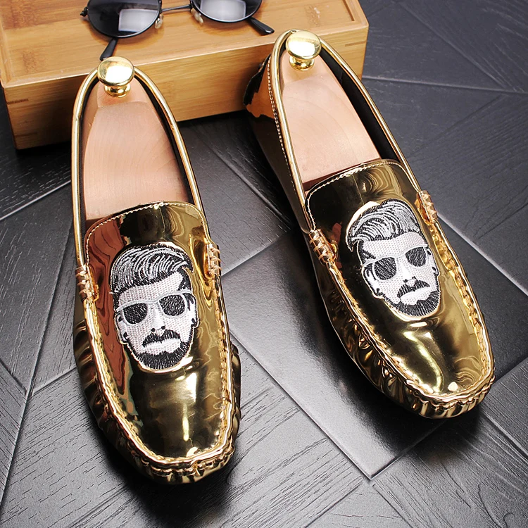 New 2018 men patent leather loafers slip on flat casual shoes driving